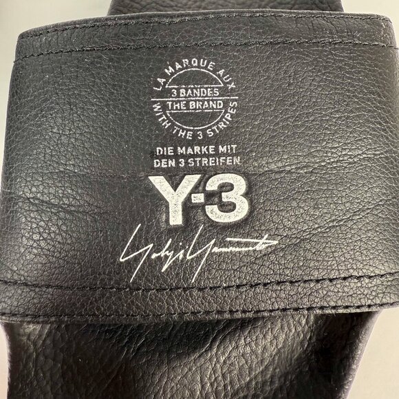 ADIDAS Adilette Y-3 Yohji Yamamoto Leather Black Slide Sandals 22.5cm Size 4 - Picture 8 of 9